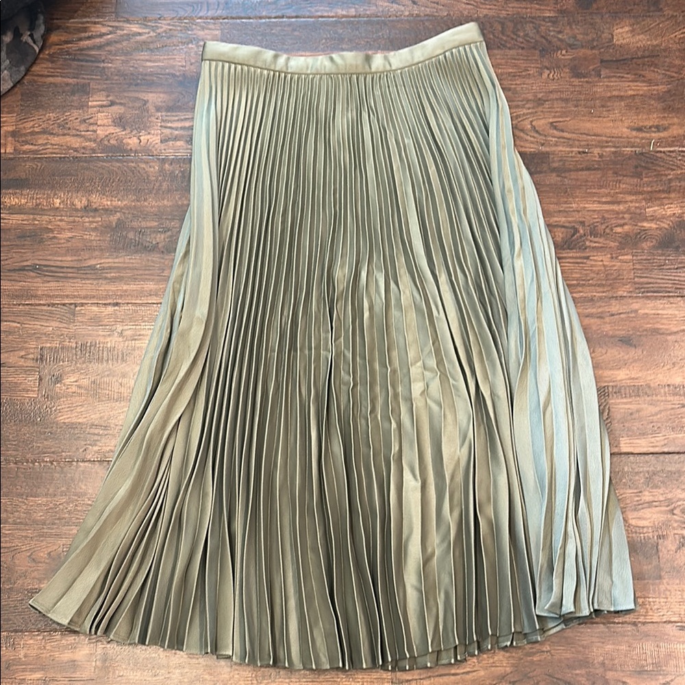 Club Monaco Green Pleated Midi Skirt for Cocktail